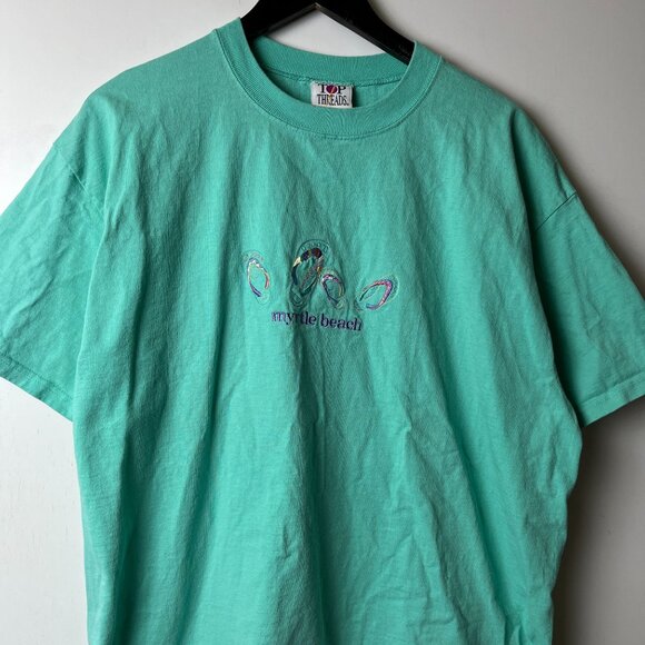 Myrtle Beach T Shirt Vintage Green Extra Large XL Embroidered Tee - Picture 9 of 12